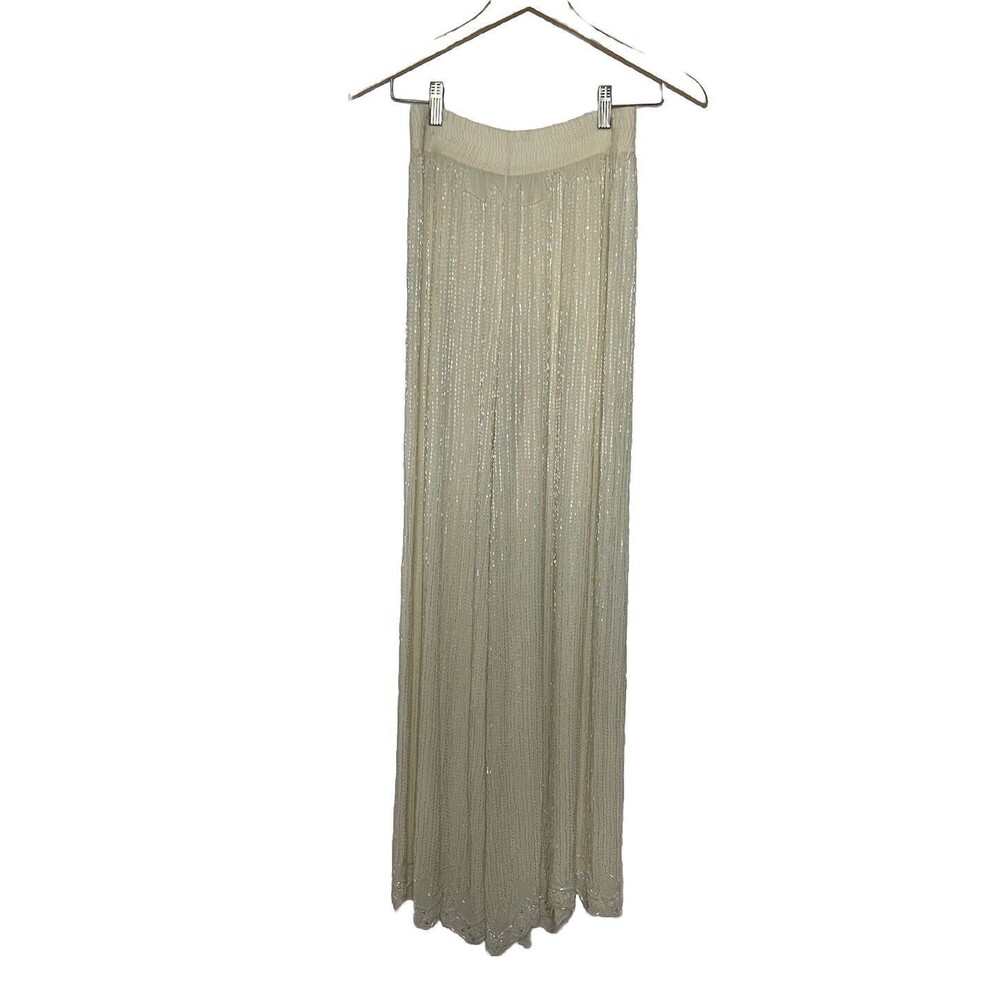 Fabrice couture Women's Small Off white Sequined Beaded Pants Vintage Stunning